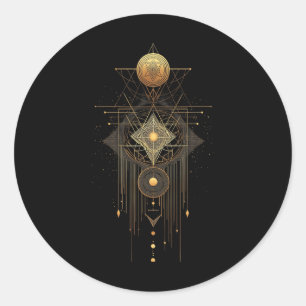 Heilige Geometrie Metatron Abstrakte Art Deco Spir Runder Aufkleber
