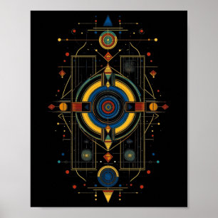 Heilige Geometrie Metatron Abstrakte Kunst Aztekis Poster