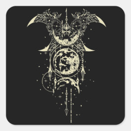 Heilige Geometrie Mystical Moon Quadratischer Aufkleber