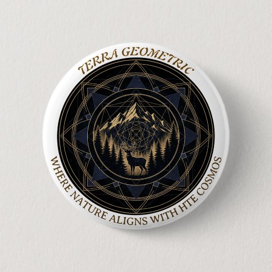 Heilige Geometrie Naturfusion • Berge und Wald Button (Vorderseite)