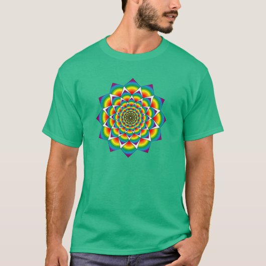 Heilige Geometrie - Regenbogen-Mandala T-Shirt (Vorderseite)