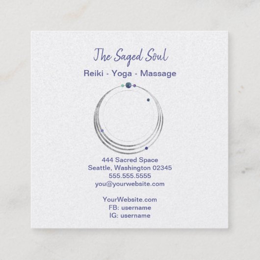 Heilige Geometrie spirituelles Neualter und metaph Quadratische Visitenkarte (Rückseite)