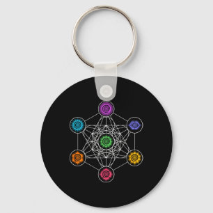 Heilige Geometrie Yoga Metatrons Würfel Regenbogen Schlüsselanhänger