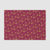 Heilige goldene Heilige und rote Beeren auf tiefro Seidenpapier (Vorderseite)