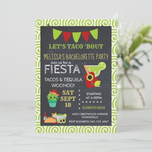 Heilige Guacamole Tacos & Tequila Einladung (Stehend Vorderseite)