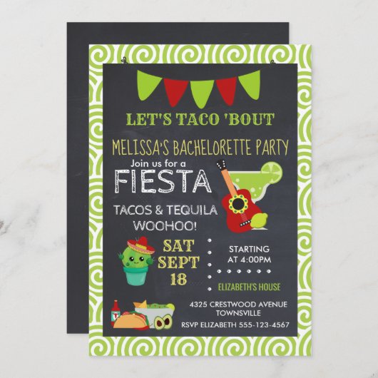 Heilige Guacamole Tacos & Tequila Einladung (Vorne/Hinten)