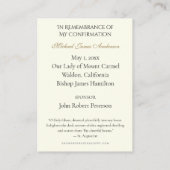 Heilige Heiligkeitsakrament-Bestätigung — Begleitkarte (Rückseite)