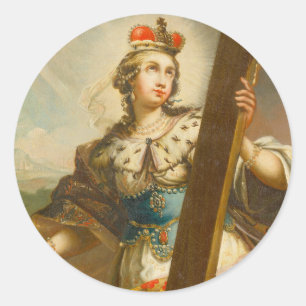Heilige Helena mit dem Wahren Kreuz Sakrale Kunst Runder Aufkleber
