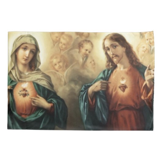 Heilige Herz-Mary-Engels-Engel Jesuss tadellose Kissenbezug (Rückseite)