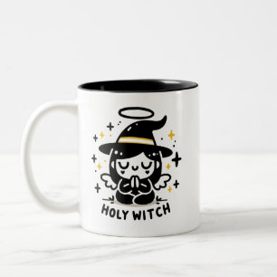 Heilige Hexe betender Engel Halloween-Tasse   Zwei Zweifarbige Tasse