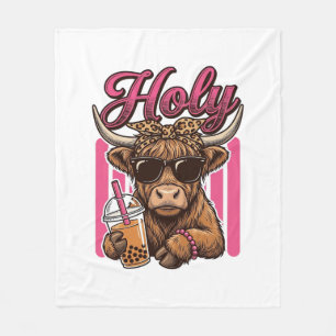 Heilige Highland-Kuh Vintage Boba Tea Shirt Design Fleecedecke