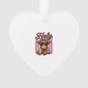 Heilige Highland-Kuh Vintage Boba Tea Shirt Design Ornament