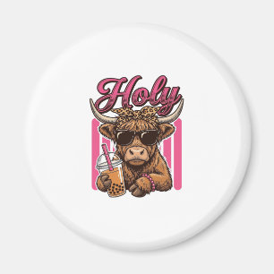 Heilige Highland-Kuh Vintage-Boba-Tee-Shirt-Design Magnet