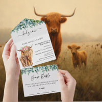 Heilige Hochlandkuh Babydusche Calf Aquarell