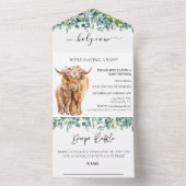 Heilige Hochlandkuh Babydusche Calf Aquarell All In One Einladung (Innen Boden)