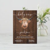 Heilige Hochlandkuh Rustische Geburtstagspartei Einladung (Stehend Vorderseite)