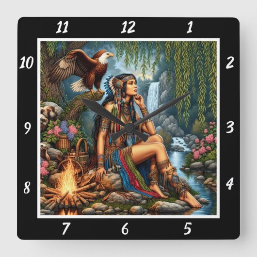 Heilige Höhen: Adlerhang-Gebläse Quadratische Wanduhr (Vorderseite)