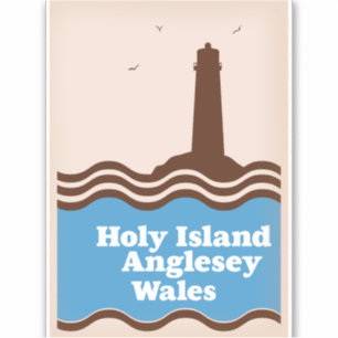 Heilige Insel, Anglesey, Wales Reiseplakat Aufkleber