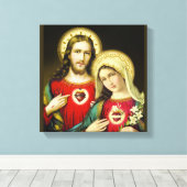 Heilige Jesus unakulieren Herz Mary Leinwanddruck (Insitu (Holzboden))