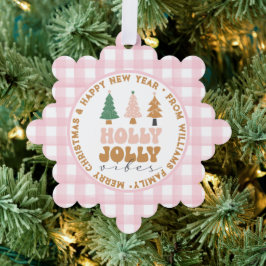 heilige Jolly Vibes, fröhliche Weihnachten und neu Ornament Karte
