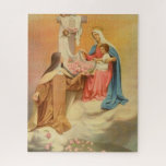 Heilige Jungfrau Maria Kind Jesus Rose Puzzle<br><div class="desc">Das ist ein wunderschönes,  traditionelles katholisches Bild von St. Therese die kleine Blume,  die Rose von der gesegneten Jungfrau Mary und dem Kind Jesus empfangen.</div>