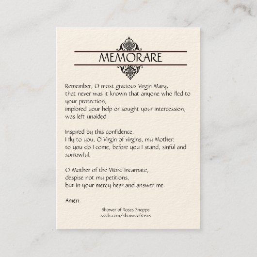 Heilige Karte | unsere Dame mit Weiß der Roten (Rückseite)