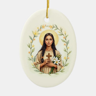 Heilige Kateri Tekakwitha Gottes Frieden und Segen Keramik Ornament