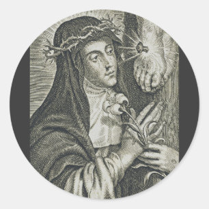 Heilige Katharina von Siena Kreuzigung Art Noir Gl Runder Aufkleber