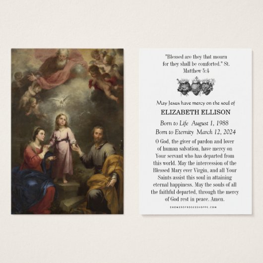 Heilige katholische Beerdigungskarte - (Vorne & Hinten)