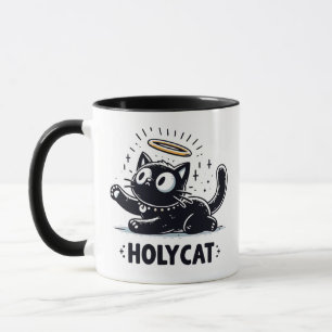 Heilige Katze - Flügelschwarze Katze mit Halo Nied Tasse