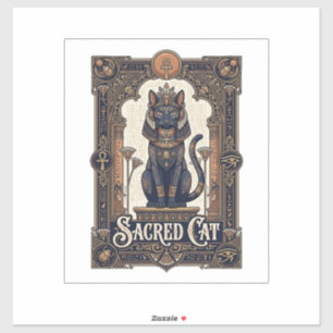 Heilige Katze Katze Altes Ägypten Vintage Vektor A Aufkleber