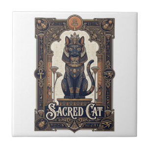 Heilige Katze Katze Altes Ägypten Vintage Vektor A Fliese