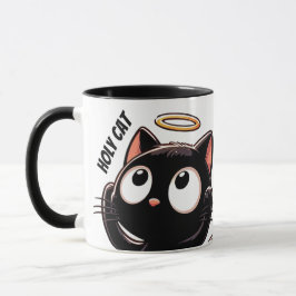 Heilige Katze - Niedliche Schwarze Katze mit Halo Tasse