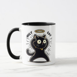Heilige Katze - Schwarze Katze mit Halo Funny Tasse