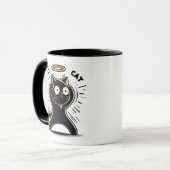 Heilige Katze - Schwarze Katze mit Halo Funny Tasse (Vorderseite Links)