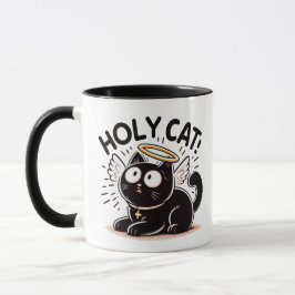 Heilige Katze - Schwarze Katze mit Wings Funny Mug Tasse