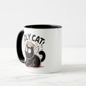 Heilige Katze - Schwarze Katze mit Wings Funny Mug Tasse (Vorderseite Links)