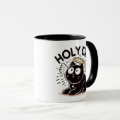Heilige Katze - Schwarze Katze mit Wings Funny Mug Tasse (VorderseiteRechts)