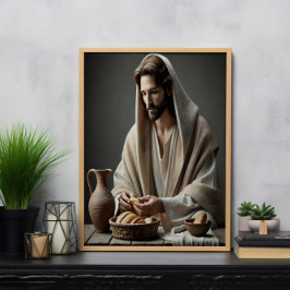 Heilige Kommune: Jesus bricht heiliges Brot Poster