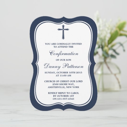 Heilige Kommunion oder Bestätigung durch die Marin Einladung (Stehend Vorderseite)