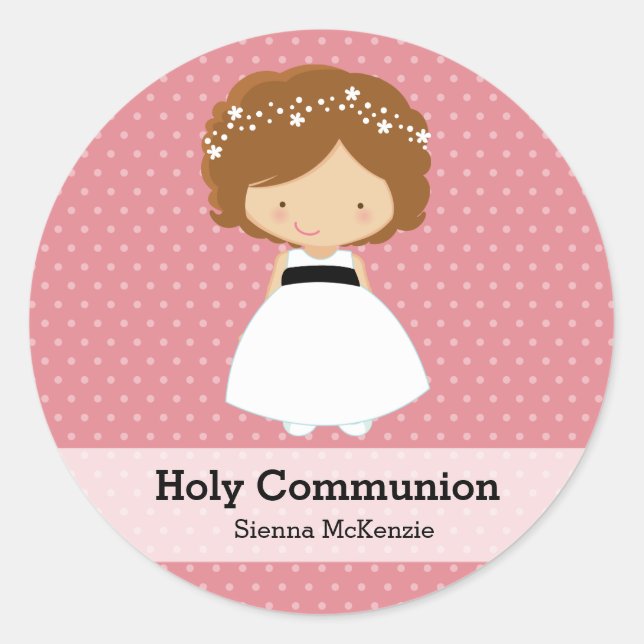 Heilige Kommunions-Mädchen * wählen Sie Ihre Runder Aufkleber (Vorderseite)