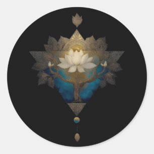 HEILIGE KONVERGENZ ALCHEMISCHES LOTUS-SYMBOL RUNDER AUFKLEBER