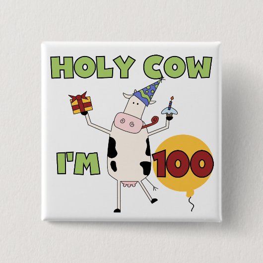 Heilige Kuh-100. Geburtstags-T-Shirts und Button (Vorderseite)