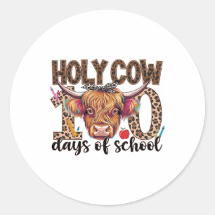 Heilige Kuh 100 Tage der Schule 100. Tag Schulunte Runder Aufkleber