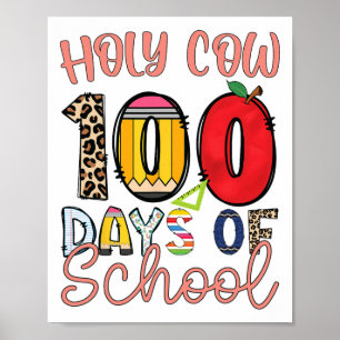 Heilige Kuh 100 Tage Schullehrer Schüler Kinder Poster