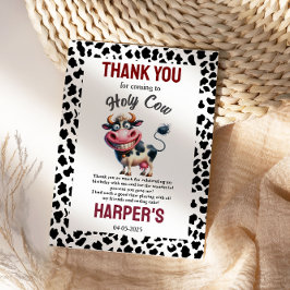 Heilige Kuh! 1. Geburtstag | Bauernhoftier-Party Dankeskarte