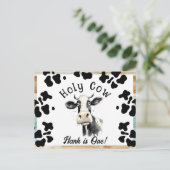 Heilige Kuh 1. Geburtstag Save the Date Postkarte (Stehend Vorderseite)