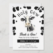 Heilige Kuh 1. Geburtstag Wasserfarbe Einladung (Vorderseite)