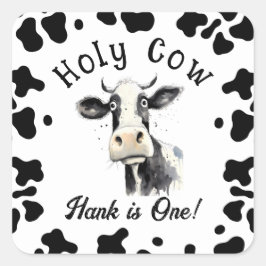 Heilige Kuh 1. Geburtstag Wasserfarbe Quadratischer Aufkleber