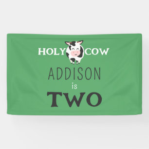Heilige Kuh 2. Geburtstagsfarm Party Banner